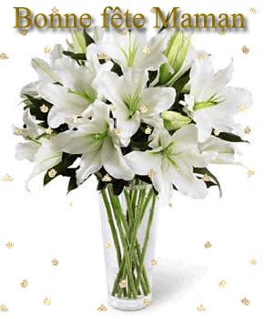 Gif animé bonne fête maman bouquet de fleurs blanches